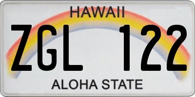 HI license plate ZGL122