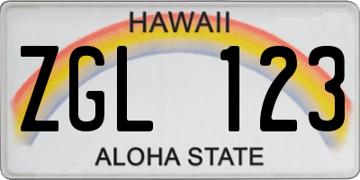 HI license plate ZGL123