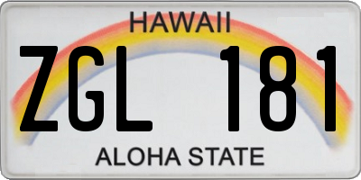 HI license plate ZGL181