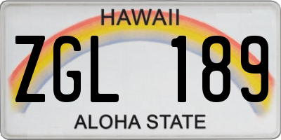 HI license plate ZGL189