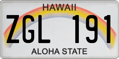 HI license plate ZGL191