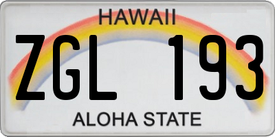 HI license plate ZGL193