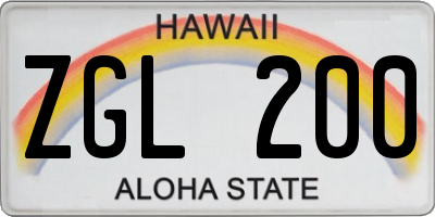 HI license plate ZGL200