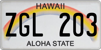 HI license plate ZGL203