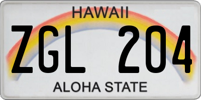 HI license plate ZGL204