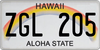 HI license plate ZGL205