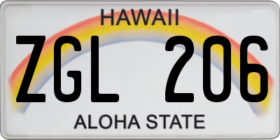 HI license plate ZGL206