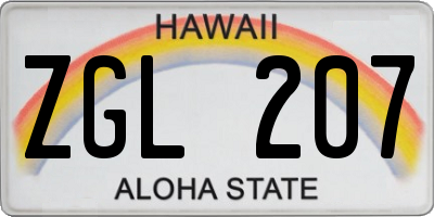 HI license plate ZGL207