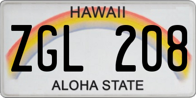 HI license plate ZGL208
