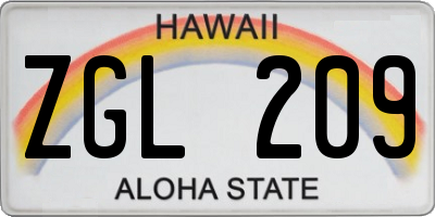 HI license plate ZGL209