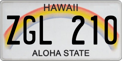 HI license plate ZGL210