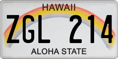 HI license plate ZGL214
