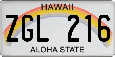 HI license plate ZGL216