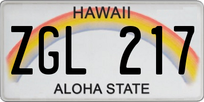 HI license plate ZGL217