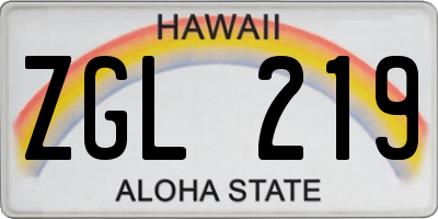 HI license plate ZGL219