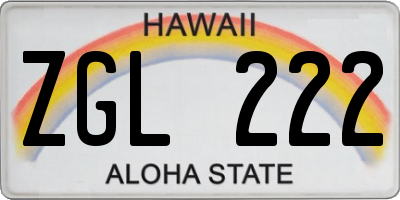 HI license plate ZGL222