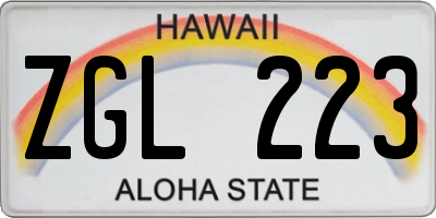 HI license plate ZGL223
