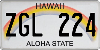 HI license plate ZGL224