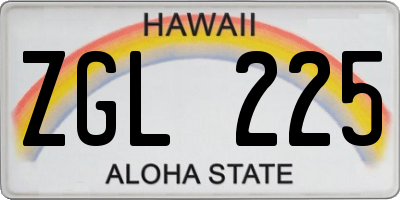 HI license plate ZGL225