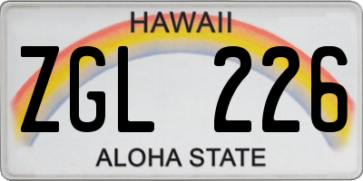 HI license plate ZGL226