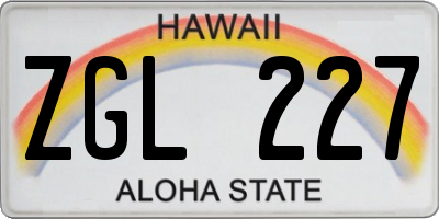 HI license plate ZGL227