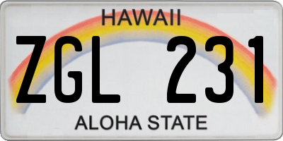 HI license plate ZGL231