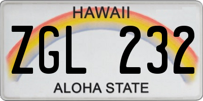 HI license plate ZGL232