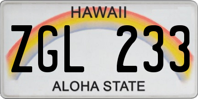 HI license plate ZGL233