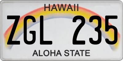 HI license plate ZGL235