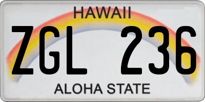HI license plate ZGL236