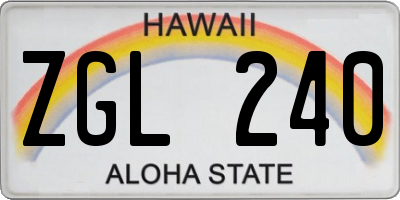 HI license plate ZGL240