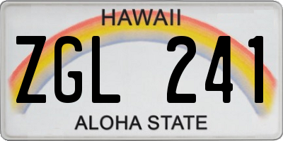 HI license plate ZGL241