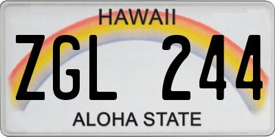 HI license plate ZGL244