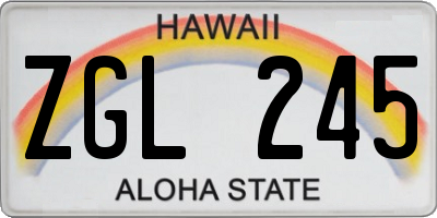 HI license plate ZGL245