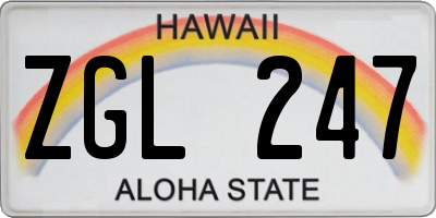 HI license plate ZGL247