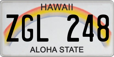 HI license plate ZGL248