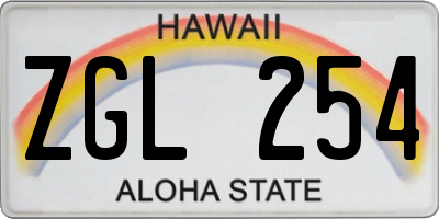HI license plate ZGL254