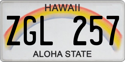 HI license plate ZGL257