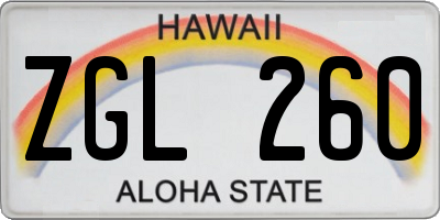 HI license plate ZGL260