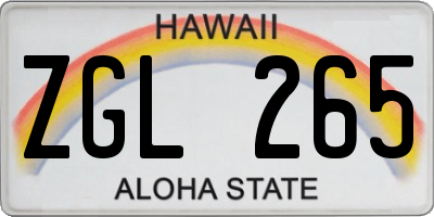 HI license plate ZGL265