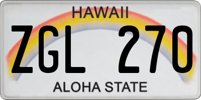 HI license plate ZGL270