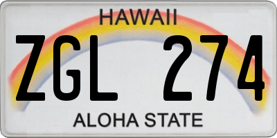 HI license plate ZGL274