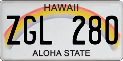 HI license plate ZGL280