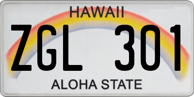 HI license plate ZGL301