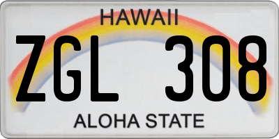 HI license plate ZGL308