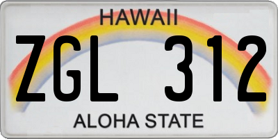 HI license plate ZGL312
