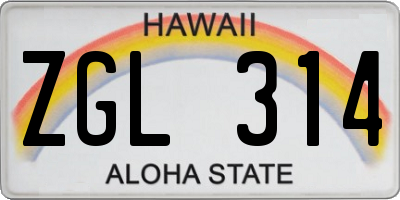 HI license plate ZGL314