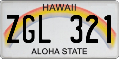 HI license plate ZGL321