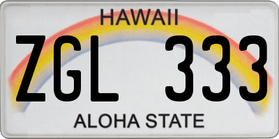 HI license plate ZGL333