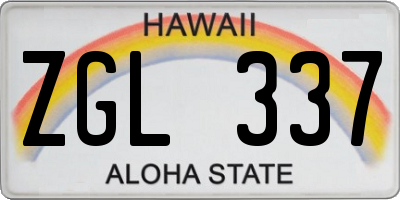HI license plate ZGL337